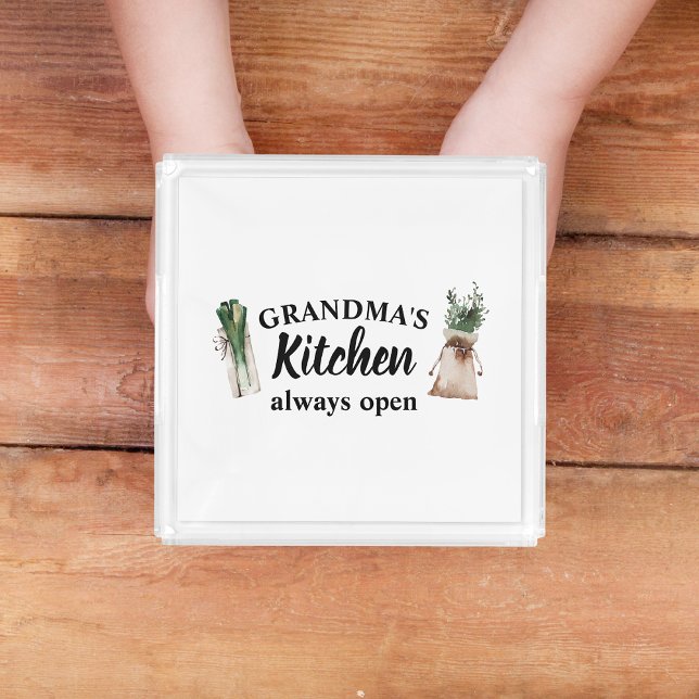 Modern Grandma's Kitchen Is Always Open Best Gift Acrylic Tray (Creator Uploaded)