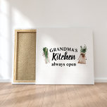 Modern Grandma's Kitchen Is Always Open Best Gift Canvas Print<br><div class="desc">Welcome to Grandma's Kitchen, where love and warmth are always on the menu! Delight your favorite grandmother with this charming gift product from Zazzle. Whether it's for Mother's Day, her birthday, or just to show appreciation, this thoughtful item is sure to bring a smile to her face.Surprise Grandma with a...</div>