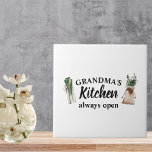 Modern Grandma's Kitchen Is Always Open Best Gift Ceramic Tile<br><div class="desc">Welcome to Grandma's Kitchen, where love and warmth are always on the menu! Delight your favorite grandmother with this charming gift product from Zazzle. Whether it's for Mother's Day, her birthday, or just to show appreciation, this thoughtful item is sure to bring a smile to her face.Surprise Grandma with a...</div>