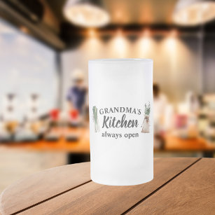 Modern Grandma's Kitchen Is Always Open Best Gift Frosted Glass Beer Mug
