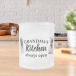 Modern Grandma's Kitchen Is Always Open Best Gift Frosted Glass Coffee Mug<br><div class="desc">Welcome to Grandma's Kitchen, where love and warmth are always on the menu! Delight your favorite grandmother with this charming gift product from Zazzle. Whether it's for Mother's Day, her birthday, or just to show appreciation, this thoughtful item is sure to bring a smile to her face.Surprise Grandma with a...</div>