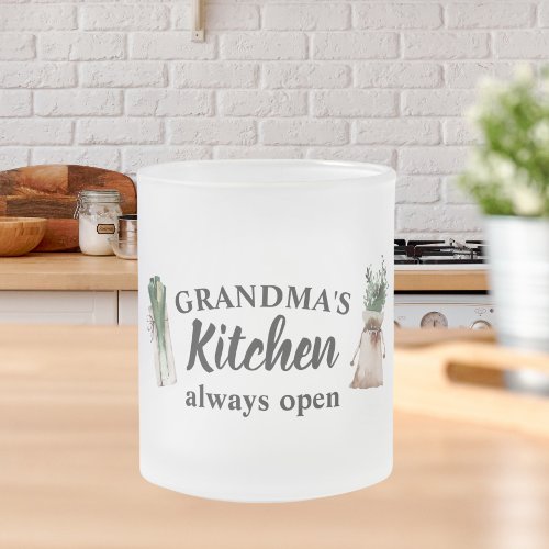 Modern Grandmas Kitchen Is Always Open Best Gift Frosted Glass Coffee Mug