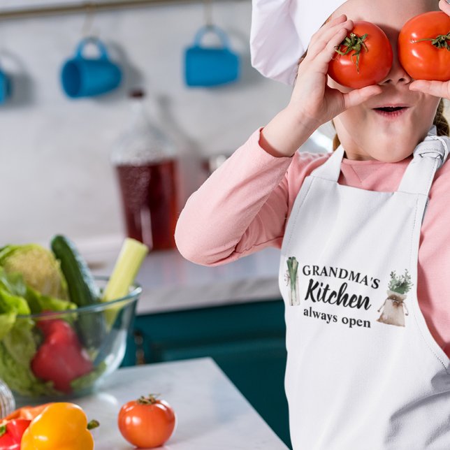 Modern Grandma's Kitchen Is Always Open Best Gift Kids' Apron (Creator Uploaded)