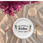 Modern Grandma's Kitchen Is Always Open Best Gift Paper Plates<br><div class="desc">Welcome to Grandma's Kitchen, where love and warmth are always on the menu! Delight your favorite grandmother with this charming gift product from Zazzle. Whether it's for Mother's Day, her birthday, or just to show appreciation, this thoughtful item is sure to bring a smile to her face.Surprise Grandma with a...</div>