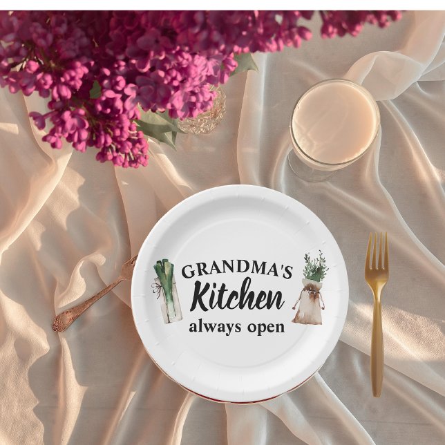 Modern Grandma's Kitchen Is Always Open Best Gift Paper Plates (Creator Uploaded)