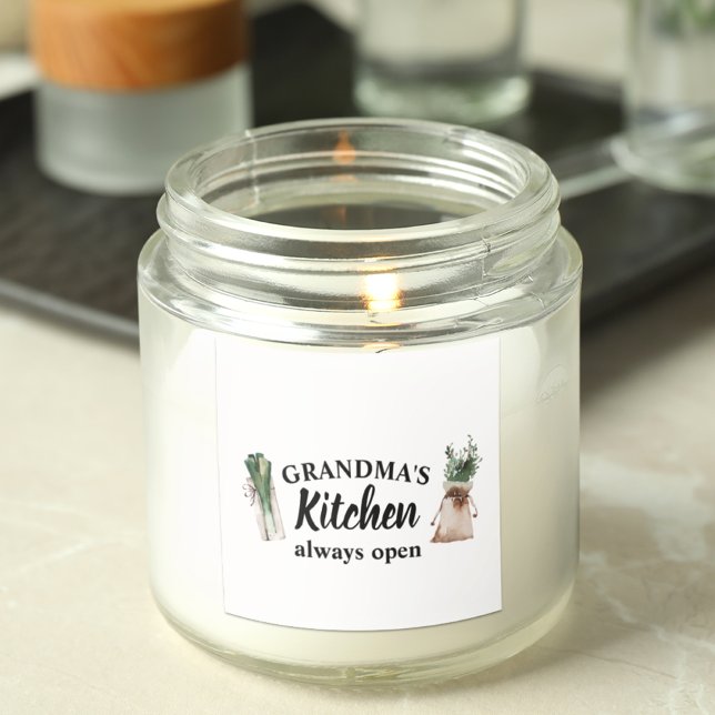 Modern Grandma's Kitchen Is Always Open Best Gift Square Sticker (Creator Uploaded)