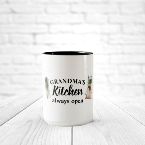 Modern Grandmas Kitchen Is Always Open Best Gift Two_Tone Coffee Mug