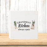 Modern Grandma's Kitchen Is Always Open Best Gift Wooden Box Sign<br><div class="desc">Welcome to Grandma's Kitchen, where love and warmth are always on the menu! Delight your favorite grandmother with this charming gift product from Zazzle. Whether it's for Mother's Day, her birthday, or just to show appreciation, this thoughtful item is sure to bring a smile to her face.Surprise Grandma with a...</div>