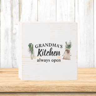 Modern Grandma's Kitchen Is Always Open Best Gift Wooden Box Sign