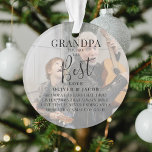 Modern 'GRANDPA' 2 Photo Names & Quote Christmas Ornament<br><div class="desc">Let Grandpa know how much he means to you with this beautifully designed 2 photo Christmas ornament. Featuring 2 of your favorite pictures,  a white overlay,  the text 'Grandpa you are the Best',  name/s and a sweet quote. All text is easily customized using the template provided.</div>