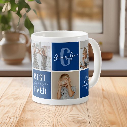 Modern Grandpa Blue Photo Collage Coffee Mug