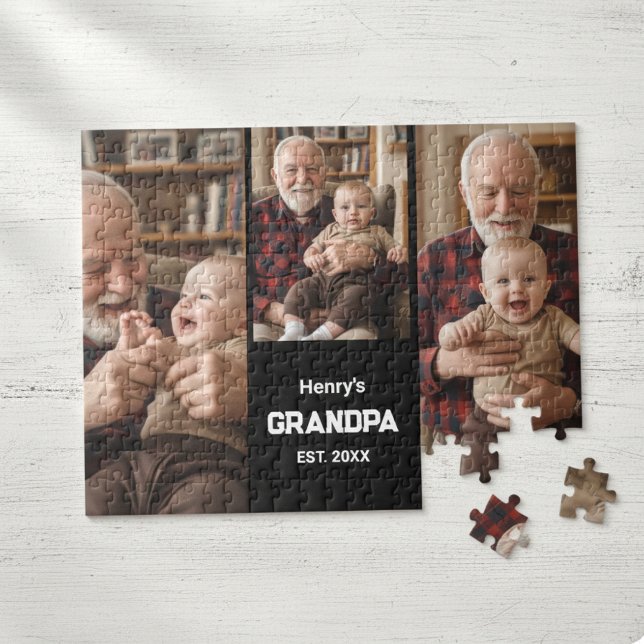 Modern Grandpa Est. Name Year 3 Photo  Jigsaw Puzzle (Creator Uploaded)