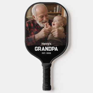 Modern Grandpa Est. Name Year Photo Black Pickleball Paddle