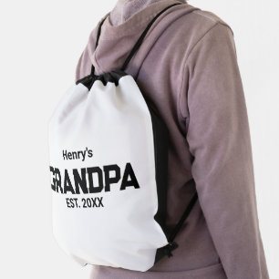 Modern Grandpa Established Est. Name Year  Drawstring Bag