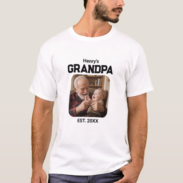Modern Grandpa Established Est. Name Year Photo T-Shirt (Front)