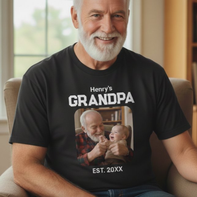 Modern Grandpa Established Est. Name Year Photo  T-Shirt (Creator Uploaded)