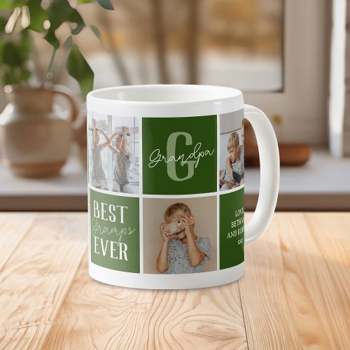 Modern Grandpa Green Photo Collage Coffee Mug