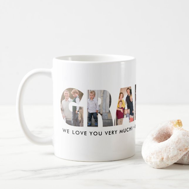 Modern GRANDPA Photo Collage Happy Father's Day Coffee Mug (With Donut)