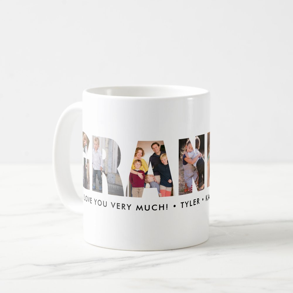 Modern Grandpa Custom Photo Collage Happy Father's Day Coffee Mug