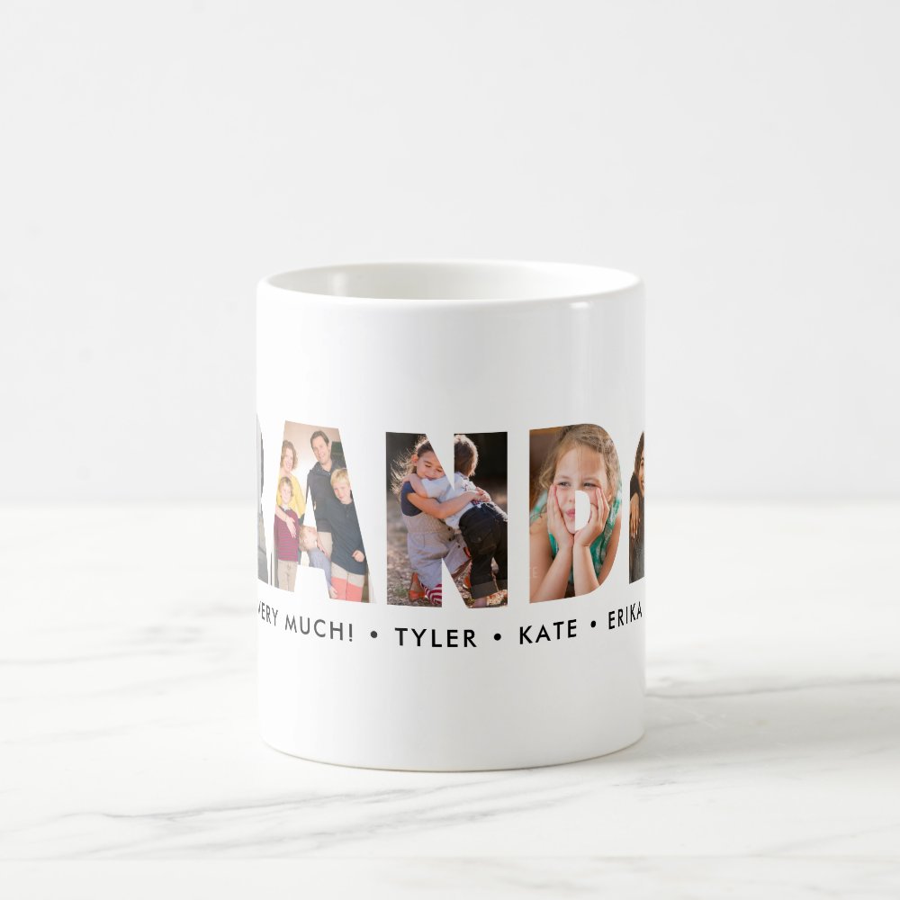 Modern Grandpa Custom Photo Collage Happy Father's Day Coffee Mug