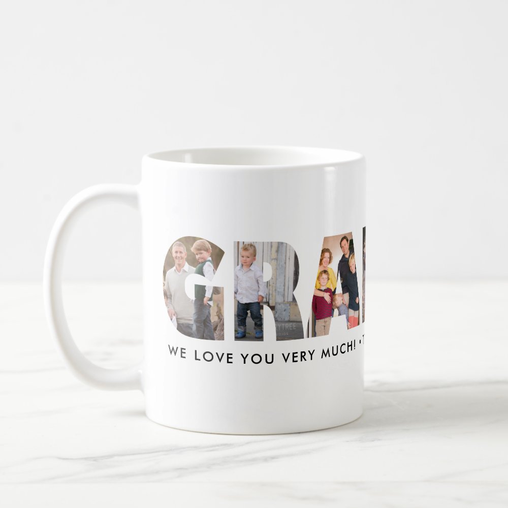 Modern Grandpa Custom Photo Collage Happy Father's Day Coffee Mug