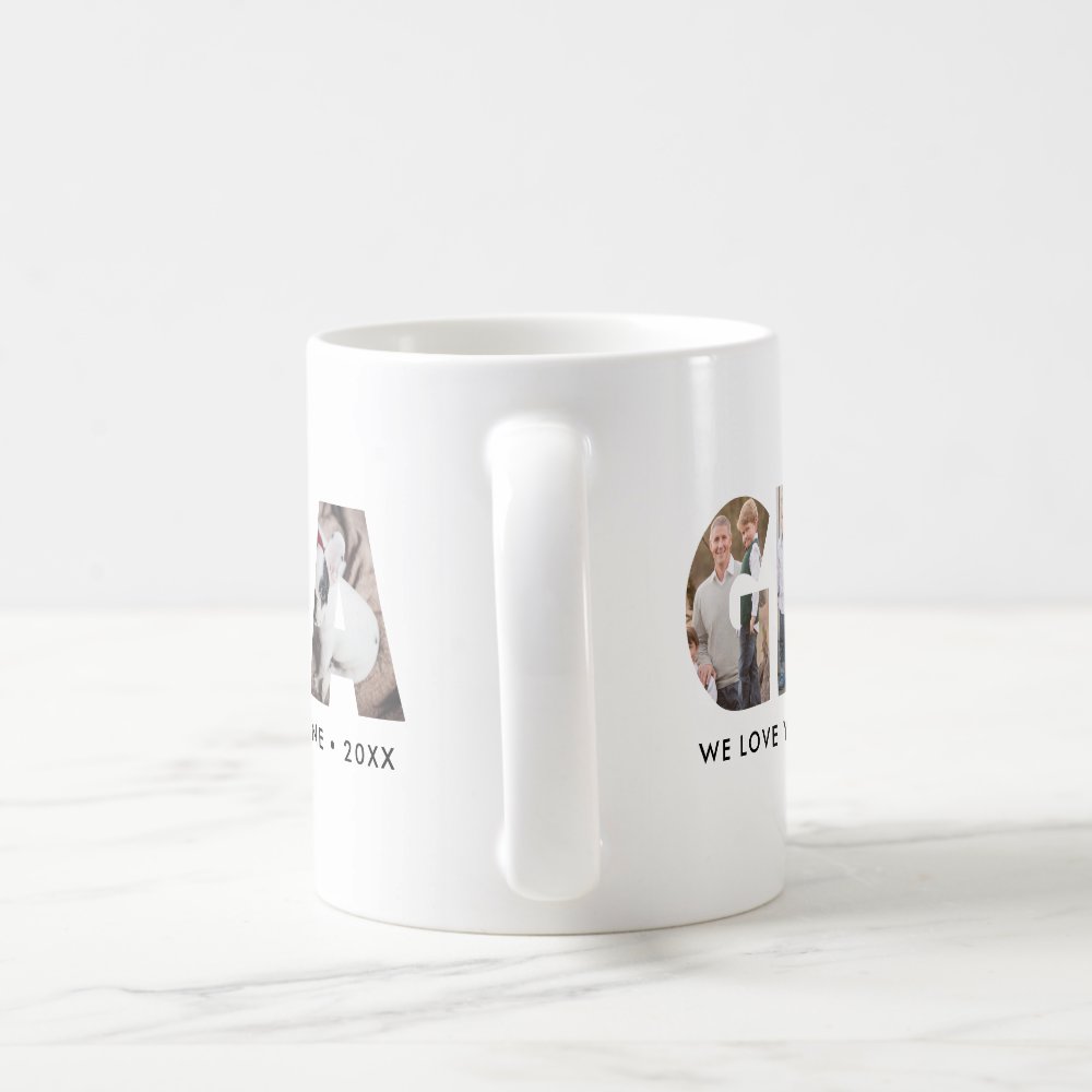 Modern Grandpa Custom Photo Collage Happy Father's Day Coffee Mug