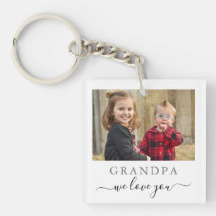 Modern Grandpa We Love You Grandchildren 2 Photo Keychain