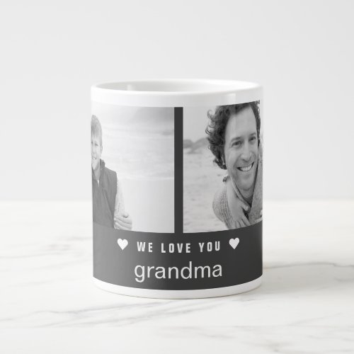 Modern Grandparents Day Black and White Photo Giant Coffee Mug
