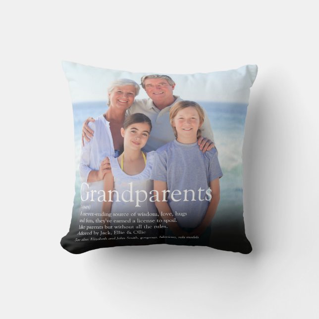 Modern Grandparents Fun Definition Photo Throw Pillow (Front)