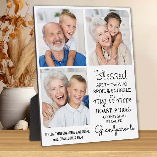 Modern Grandparents Grandchildren Custom 3 Picture Plaque