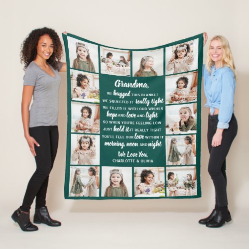 Modern Grandparents Grandma Poem Photo Collage Fleece Blanket