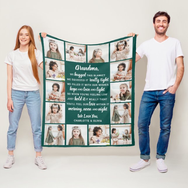 Modern Grandparents Grandma Poem Photo Collage Fleece Blanket (In Situ)