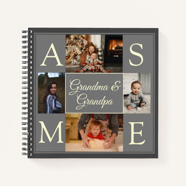 Modern Grandparents Photo Gift Spiral Notebook (Front)