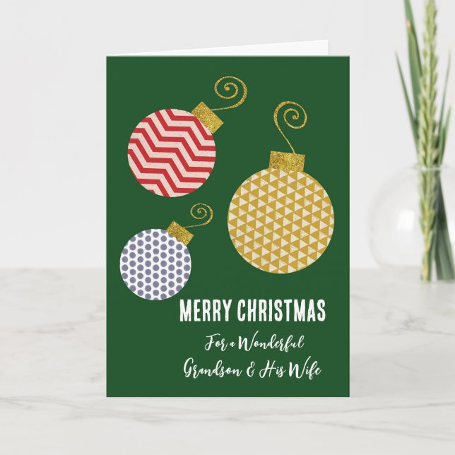 Modern Grandson and His Wife Merry Christmas Card (Front)