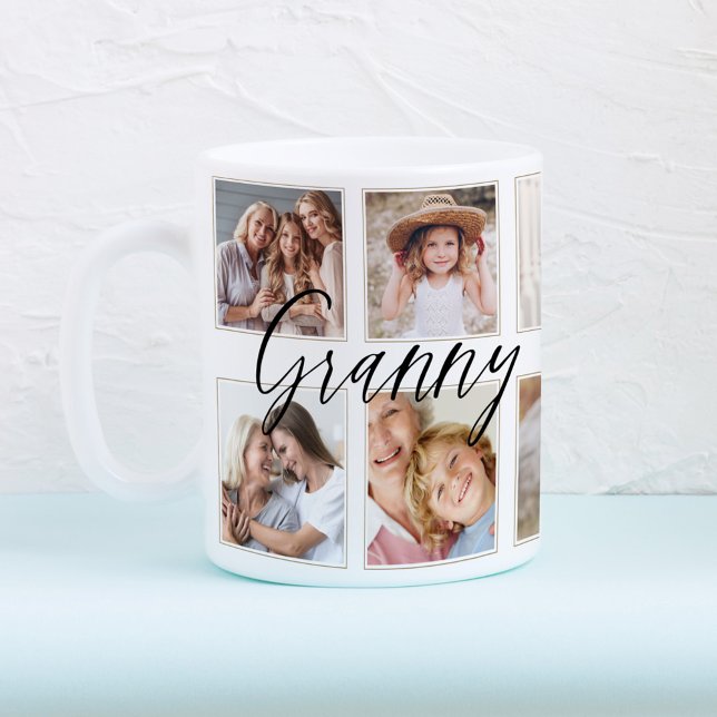 Modern Granny Script | Grandchildren Photo Collage Coffee Mug (Creator Uploaded)