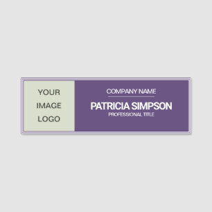 Modern Grape Violet & Beige Background Logo Title Name Tag