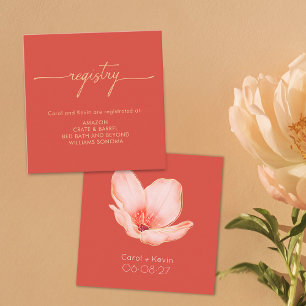 Modern grapefruit red wedding shower registry  enclosure card