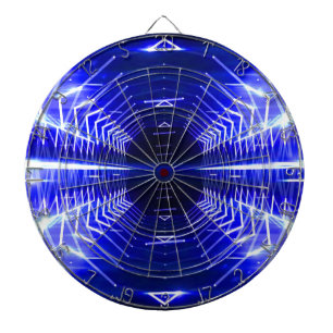 Modern Graphic Abstract Cool Glowing Vortex, Blue Dartboard With Darts