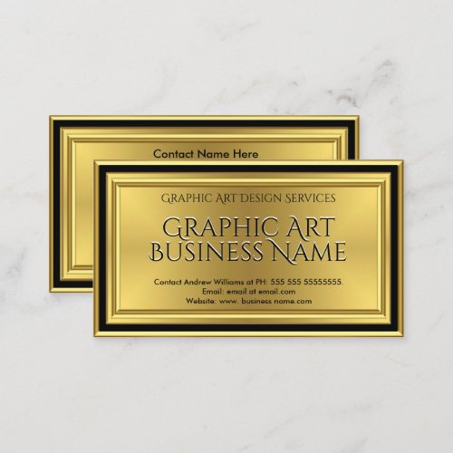 Modern Graphic Art Designer Gold Black Deco Business Card