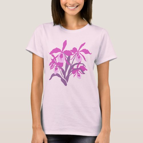 Modern graphic cattleya style orchid tee