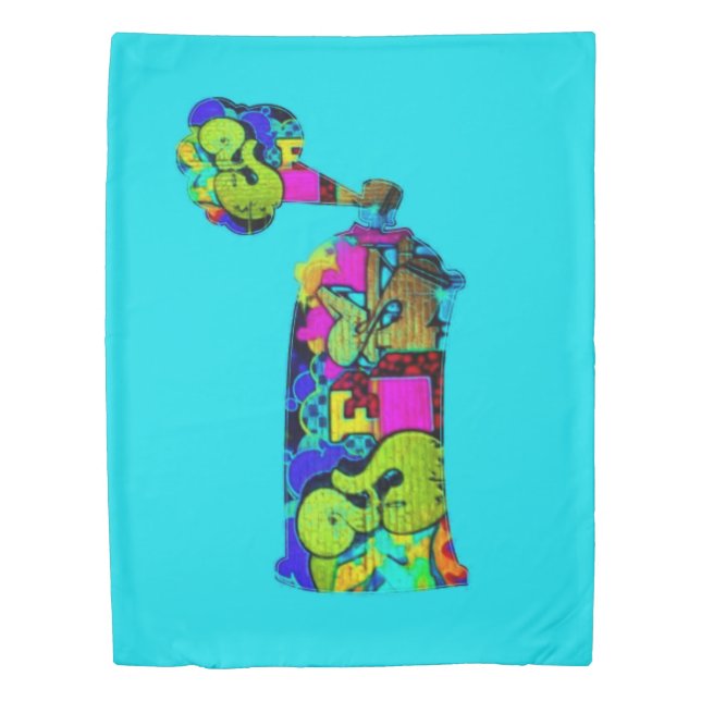 Modern Graphic Colorful Graffiti Spray Can Duvet Cover (Front)