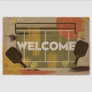 Modern Graphic Court Pickleball Family Welcome Mat
