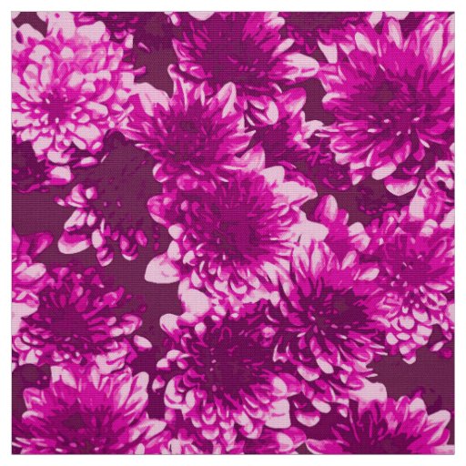 Modern Graphic Dahlia Pattern, Amethyst Purple Fabric