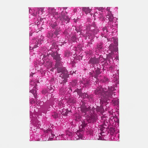 Modern Graphic Dahlia Pattern Amethyst Purple Kitchen Towel