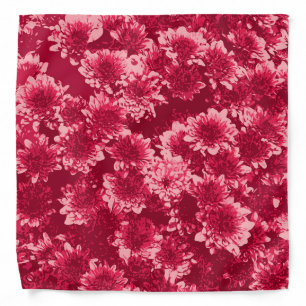 Modern Graphic Dahlia Pattern, Burgundy and Pink Bandana