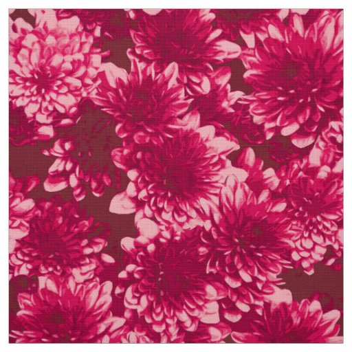 Modern Graphic Dahlia Pattern, Burgundy and Pink Fabric
