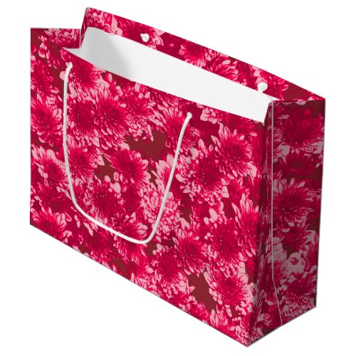 Modern Graphic Dahlia Pattern Burgundy and Pink Large Gift Bag