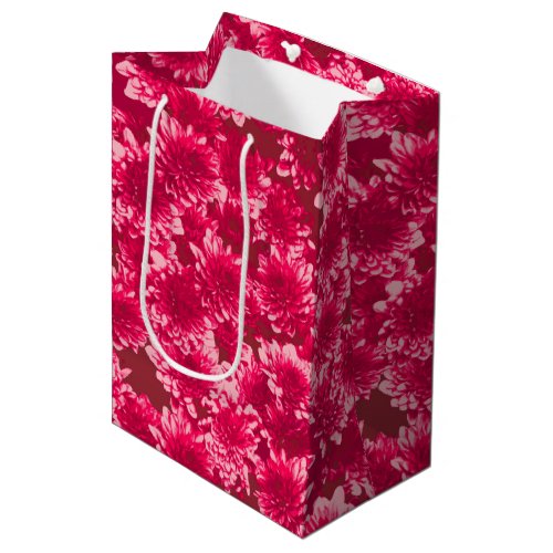 Modern Graphic Dahlia Pattern Burgundy and Pink Medium Gift Bag