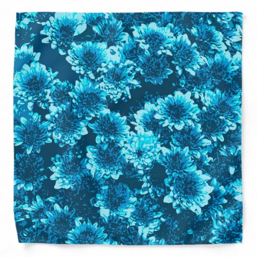 Modern Graphic Dahlia Pattern Indigo Blue Bandana