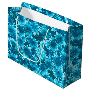 Modern Graphic Dahlia Pattern, Indigo Blue Large Gift Bag